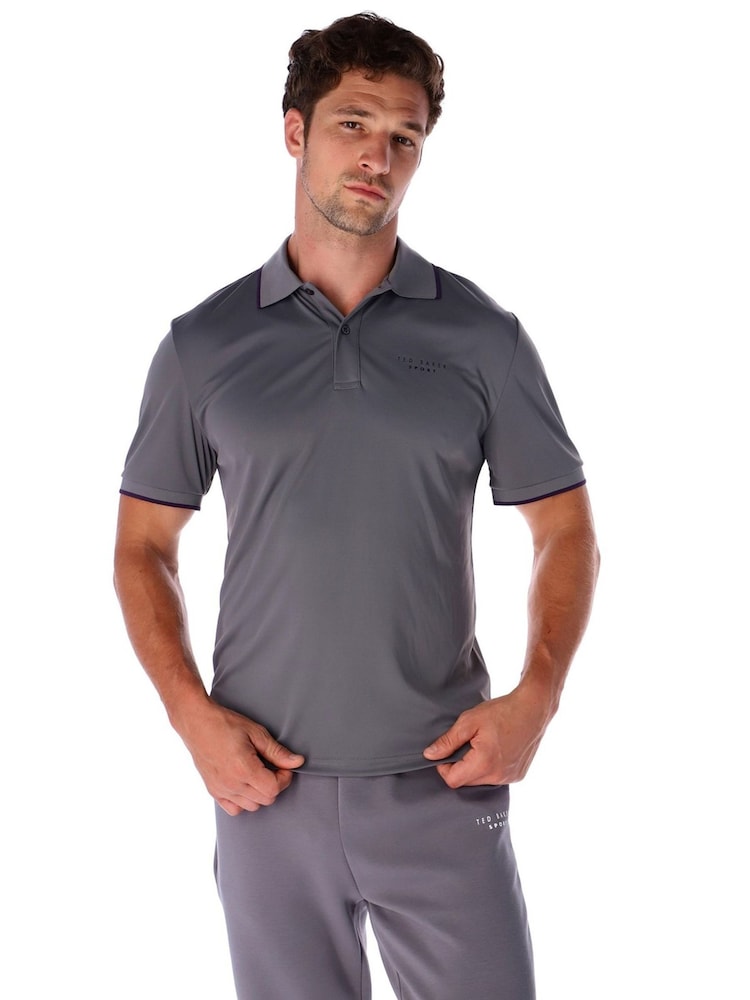 Ted Baker Sport Grey Essential Polo Shirt - Image 1 of 4 Ted Baker Sport Grey Essential Polo Shirt - Image 1 of 4