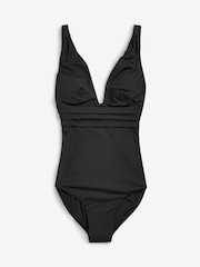 Black Plunge Tummy Shaping Control Swimsuit - Image 5 of 5