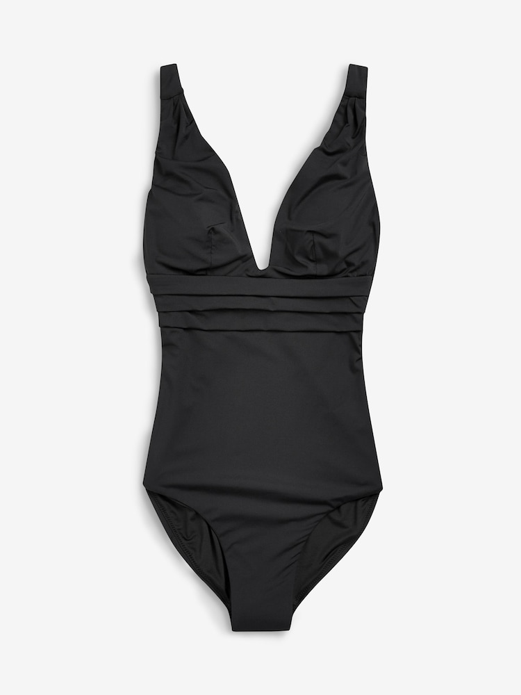 Black Plunge Tummy Shaping Control Swimsuit - Image 5 of 5