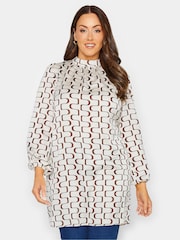 M&Co Cream High Neck Tie Tunic - Image 1 of 5