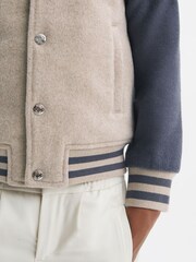 Reiss Stone/Airforce Blue Kansas 9-14 yrs Wool Blend Varsity Bomber Jacket - Image 5 of 7
