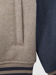 Reiss Stone/Airforce Blue Kansas 9-14 yrs Wool Blend Varsity Bomber Jacket - Image 7 of 7