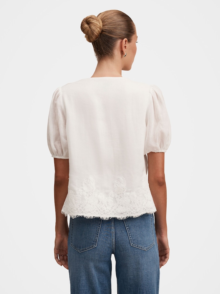 Forever New White Sable Lace Scallop Blouse - Image 2 of 5