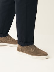 Taupe Brown Suede Cupsole Derby Shoes - Image 1 of 6