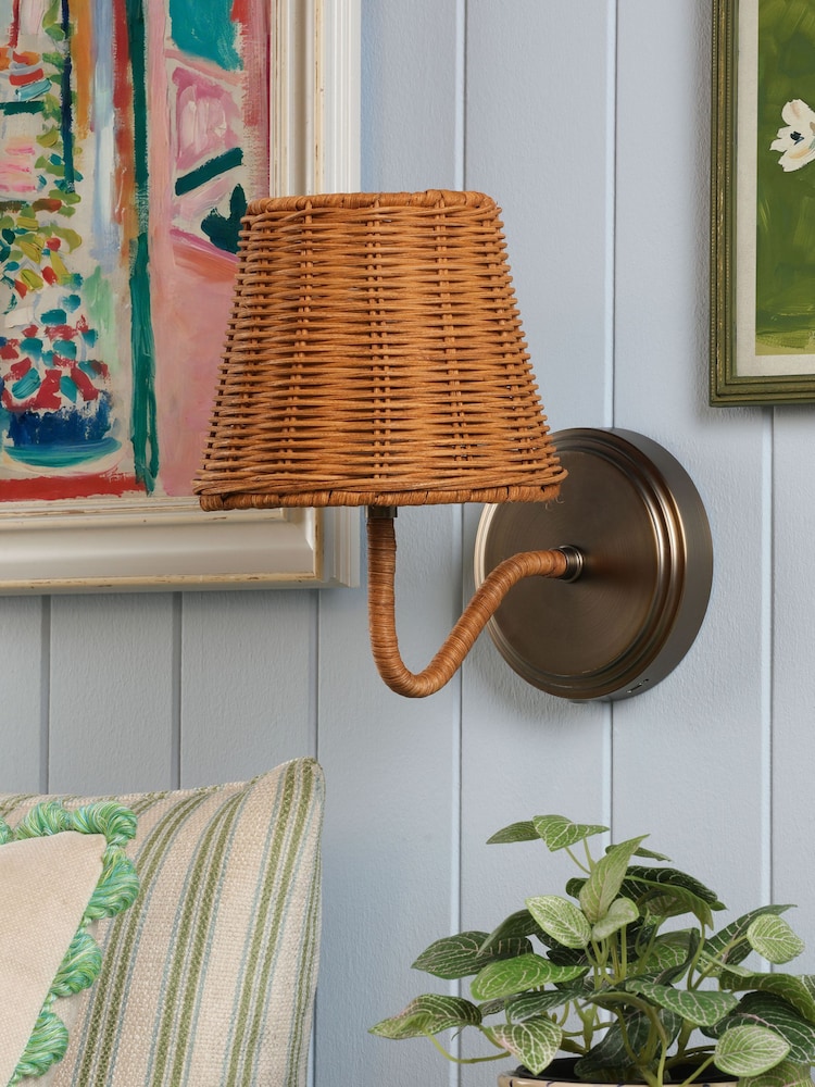 Joules Brown Elcot Rechargeable LED Rattan Wall Light - Image 2 of 6 Joules Brown Elcot Rechargeable LED Rattan Wall Light - Image 2 of 6