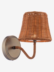 Joules Brown Elcot Rechargeable LED Rattan Wall Light - Image 3 of 6