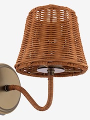 Joules Brown Elcot Rechargeable LED Rattan Wall Light - Image 6 of 6