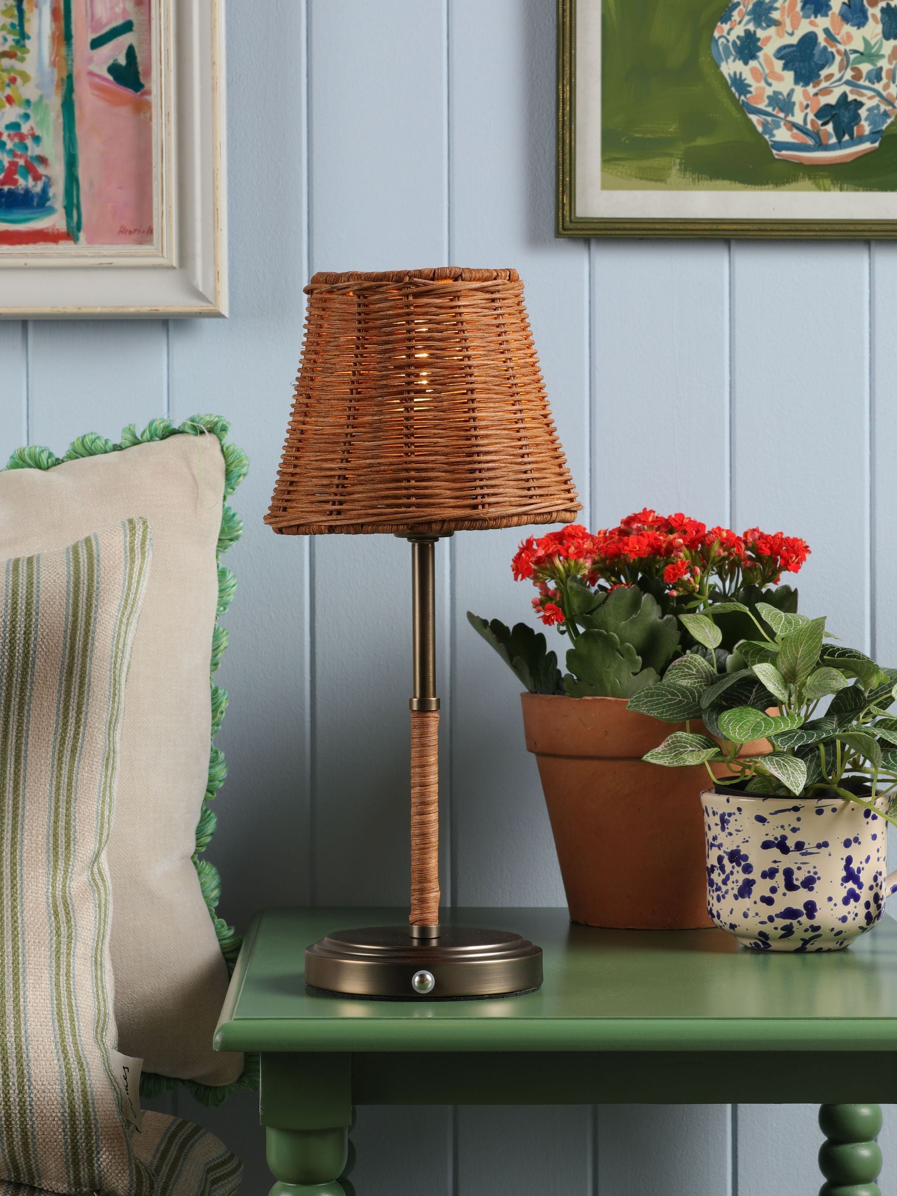 Joules Brown Elcot Rechargeable LED Rattan Table Lamp