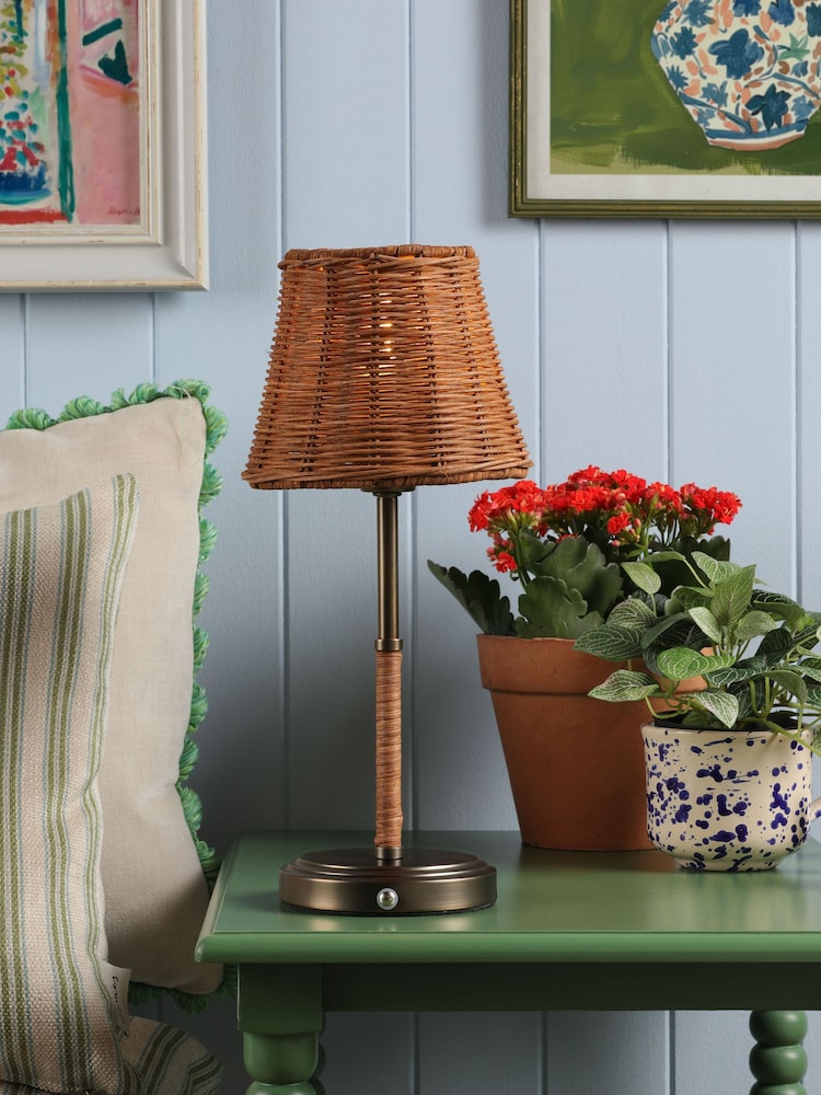 Joules Brown Elcot Rechargeable LED Rattan Table Lamp - Image 1 of 6 Joules Brown Elcot Rechargeable LED Rattan Table Lamp - Image 1 of 6