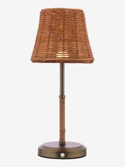 Joules Brown Elcot Rechargeable LED Rattan Table Lamp - Image 3 of 6