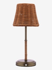 Joules Brown Elcot Rechargeable LED Rattan Table Lamp - Image 4 of 6