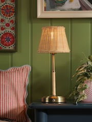 Joules Natural Elcot Rechargeable LED Rattan Table Lamp - Image 1 of 6