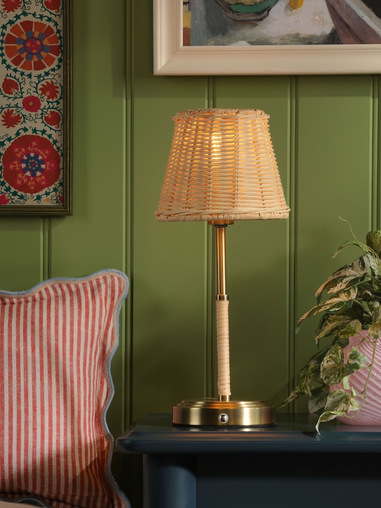 Joules Natural Elcot Rechargeable LED Rattan Table Lamp - Image 1 of 6 Joules Natural Elcot Rechargeable LED Rattan Table Lamp - Image 1 of 6