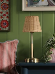 Joules Natural Elcot Rechargeable LED Rattan Table Lamp - Image 2 of 6