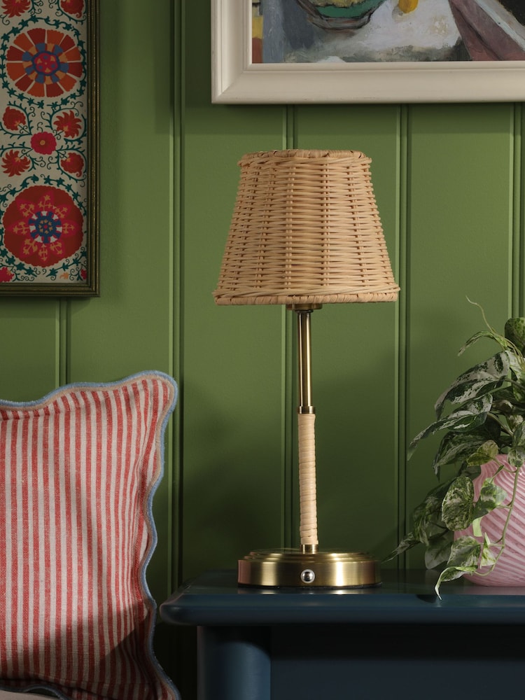 Joules Natural Elcot Rechargeable LED Rattan Table Lamp - Image 2 of 6 Joules Natural Elcot Rechargeable LED Rattan Table Lamp - Image 2 of 6