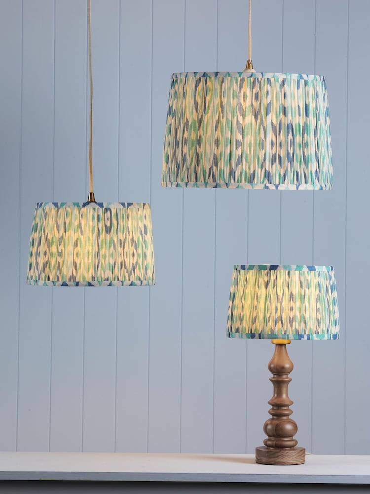 Joules Blue Folly Pleated Cotton Easyfit Lamp Shade - Image 1 of 7