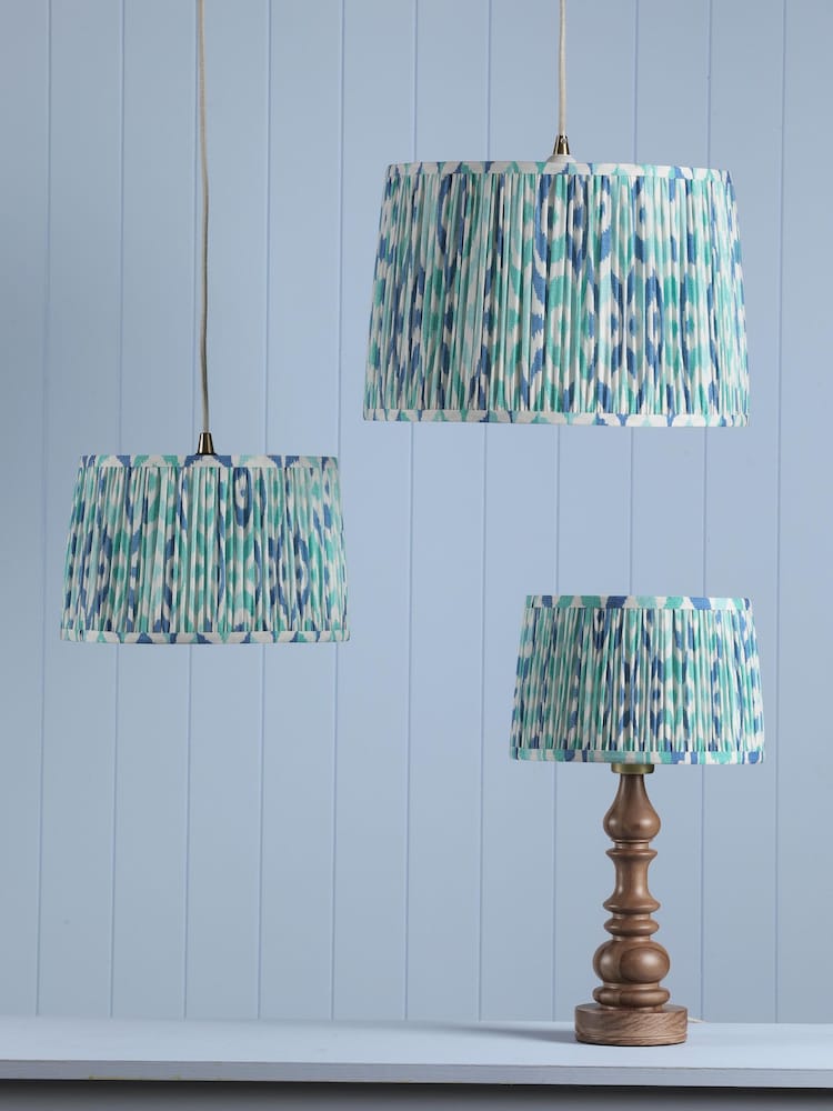 Joules Blue Folly Pleated Cotton Easyfit Lamp Shade - Image 2 of 7