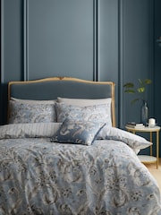 Bridgerton by Catherine Lansfield Blue Regal Floral Reversible Duvet Cover Set - Image 1 of 4