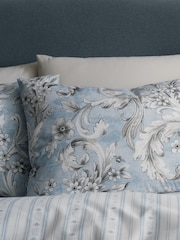 Bridgerton by Catherine Lansfield Blue Regal Floral Reversible Duvet Cover Set - Image 3 of 4