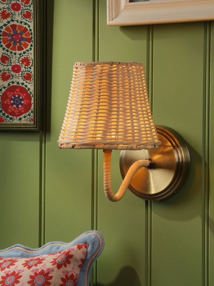 Joules Natural Elcot Rechargeable LED Rattan Wall Light - Image 1 of 6 Joules Natural Elcot Rechargeable LED Rattan Wall Light - Image 1 of 6