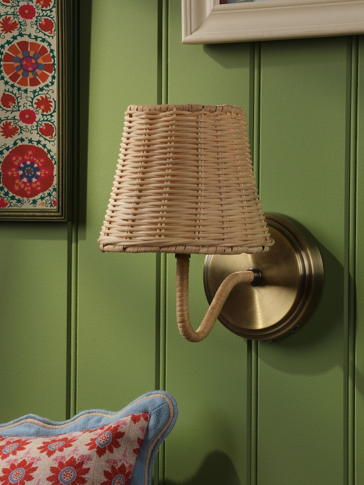 Joules Natural Elcot Rechargeable LED Rattan Wall Light - Image 2 of 6 Joules Natural Elcot Rechargeable LED Rattan Wall Light - Image 2 of 6
