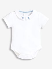 JoJo Maman Bébé White Boat Embroidered Collar Bodysuit - Image 1 of 5
