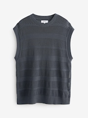 Charcoal Grey Knitted Crochet Relaxed Fit Tank - Image 5 of 7