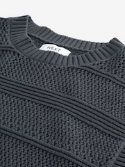 Charcoal Grey Knitted Crochet Relaxed Fit Tank - Image 6 of 7