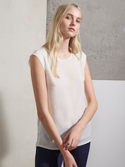 Blanco - Camiseta lisa con mangas casquillo y hombros cubiertos Polly de French Connection - Imagen 1 de 3