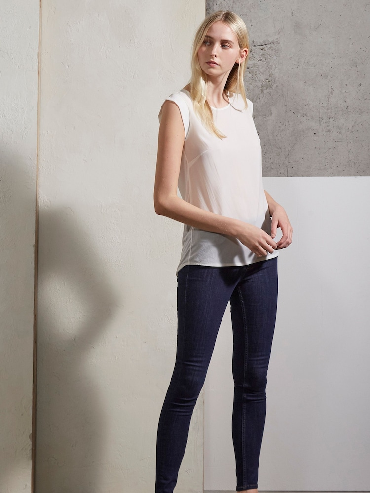 French Connection White Capped Sleeve Polly Plains T-Shirt - Image 2 of 3 French Connection White Capped Sleeve Polly Plains T-Shirt - Image 2 of 3