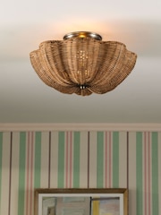 Joules Brown Braywick Rattan Flush Ceiling Light - Image 1 of 7