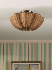 Joules Brown Braywick Rattan Flush Ceiling Light - Image 2 of 7