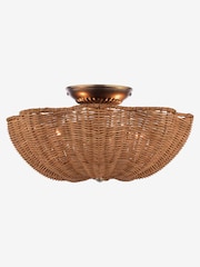 Joules Brown Braywick Rattan Flush Ceiling Light - Image 3 of 7