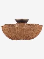 Joules Brown Braywick Rattan Flush Ceiling Light - Image 4 of 7