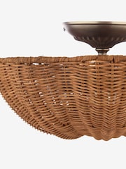 Joules Brown Braywick Rattan Flush Ceiling Light - Image 5 of 7