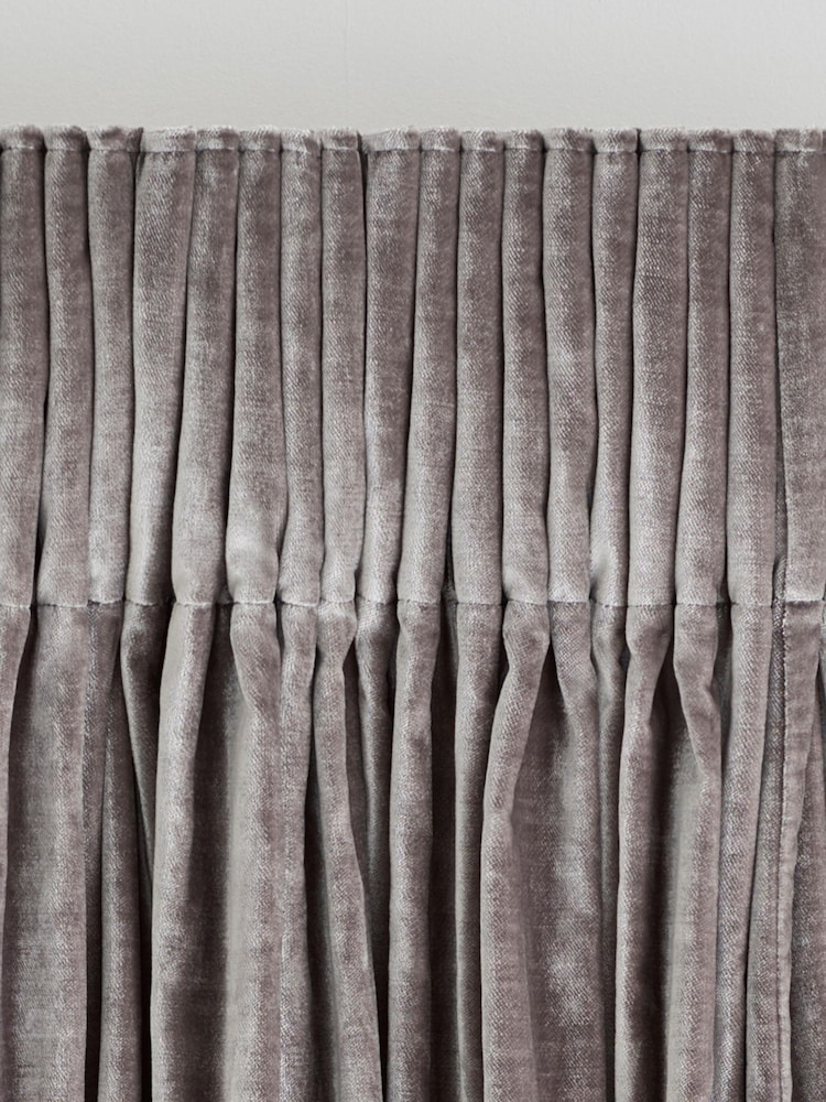 Silver Collection Luxe Heavyweight Lined Plush Velvet Pencil Pleat Curtains - Image 2 of 3