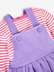 JoJo Maman Bébé Lilac Purple Cat Girls' 2-Piece Appliqué Pinafore Dress & Top Set - Image 3 of 6