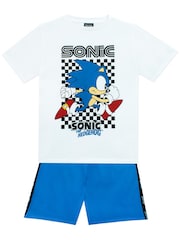 Character White/Blue Sonic 100% Cotton T-Shirt and Shorts Set - Image 1 of 5