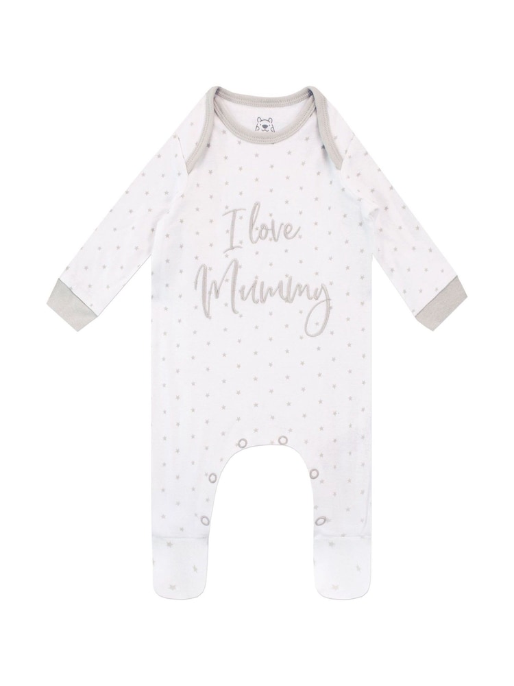 Harry Bear White Slogan 100% Cotton Sleepsuit - Image 1 of 3