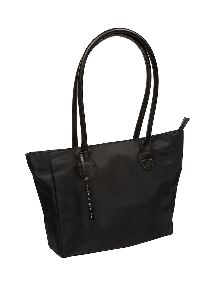 Pure Luxuries London Black 'Apolline' Canvas & Leather Tote Bag - Image 7 of 7 Pure Luxuries London Black 'Apolline' Canvas & Leather Tote Bag - Image 7 of 7