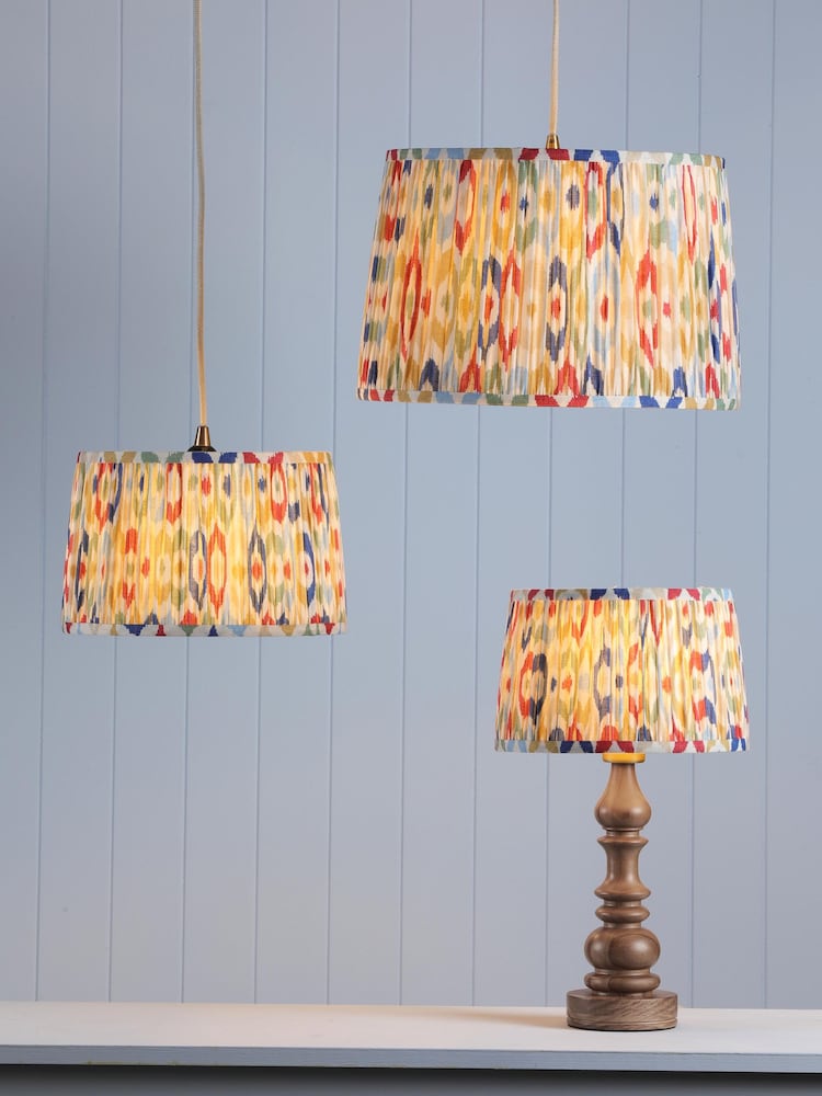 Joules Blue & Multi Folly Pleated Cotton Easyfit Lamp Shade - Image 1 of 7