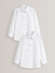 White 2 Pack Long Sleeve Curved Collar School Shirt (3-16yrs) - Image 1 of 5