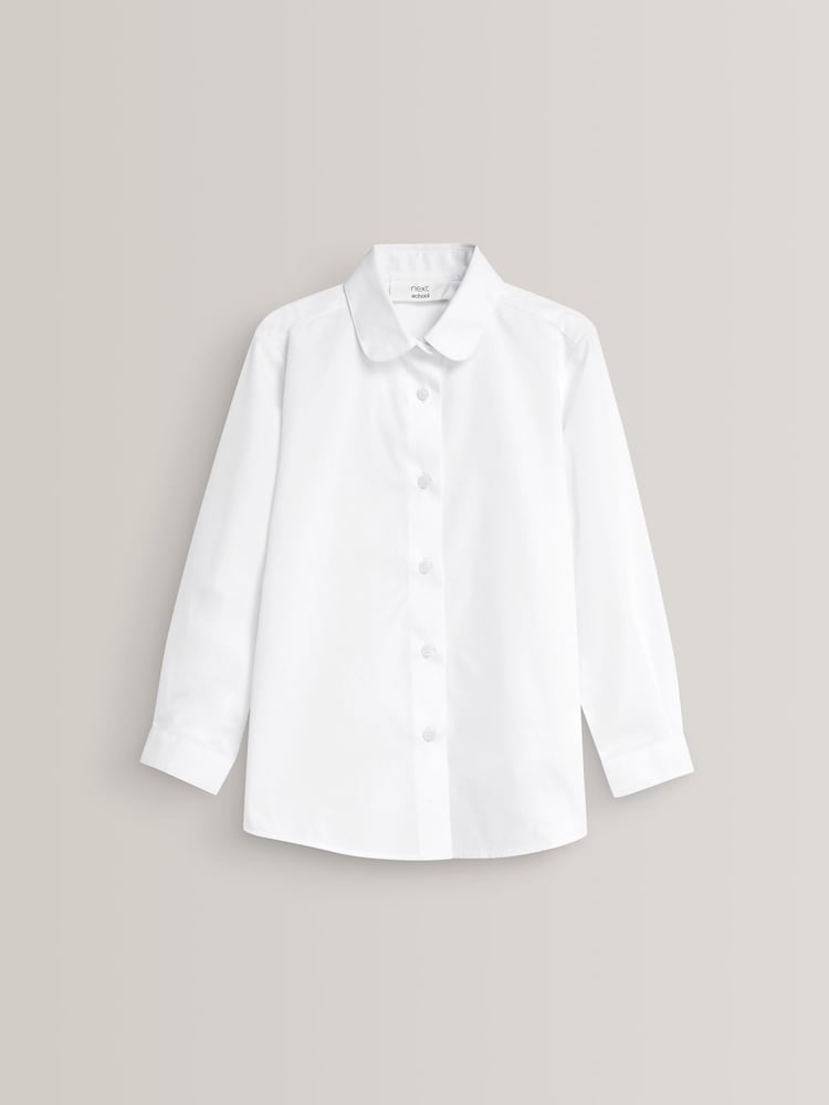 White 2 Pack Long Sleeve Curved Collar School Shirt (3-16yrs) - Image 2 of 5