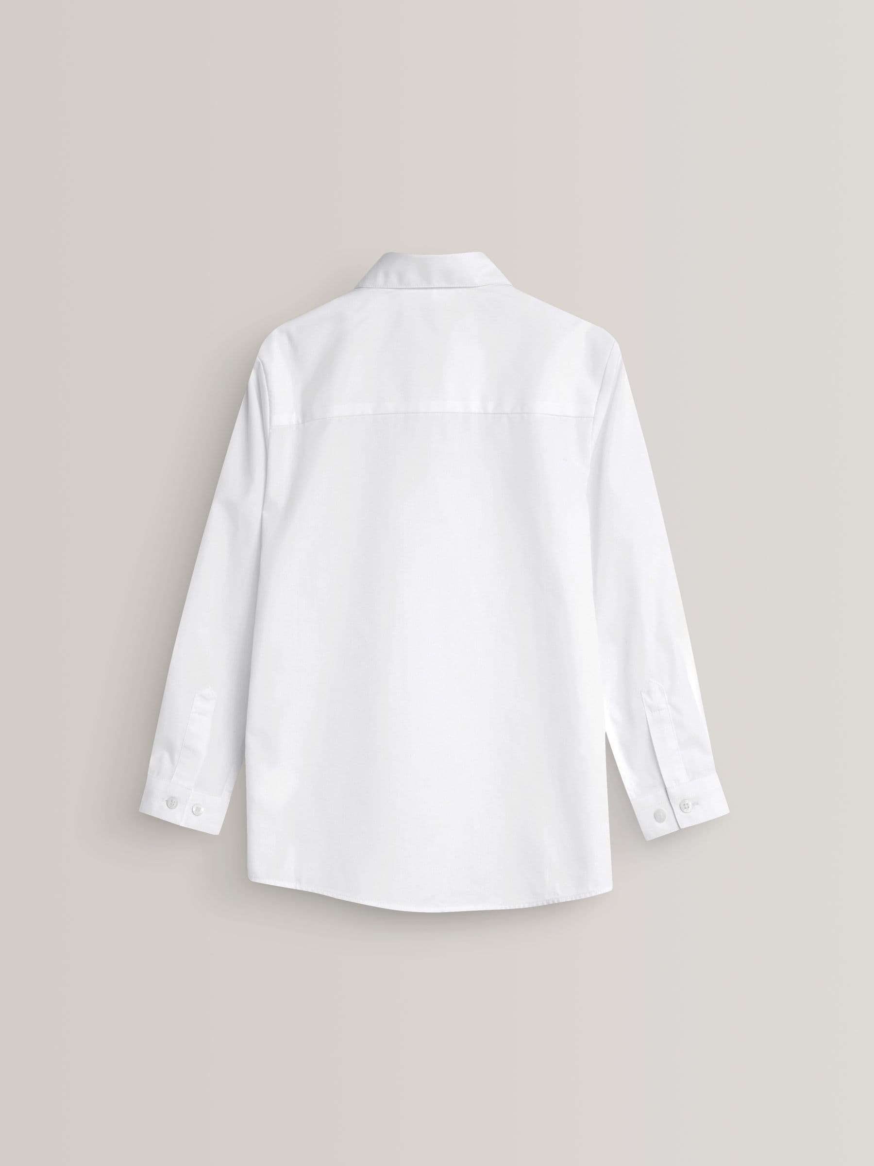 Buy White 2 Pack Long Sleeve Curved Collar School Shirt (3