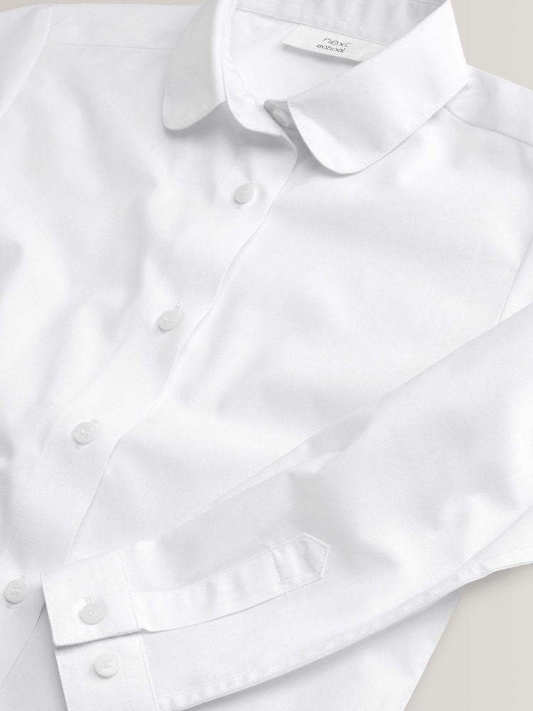 White 2 Pack Long Sleeve Curved Collar School Shirt (3-16yrs) - Image 5 of 5
