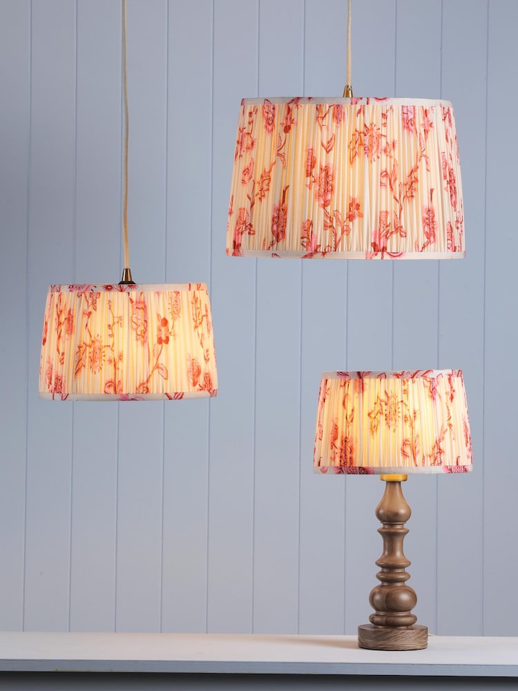 Joules Pink Folly Pleated Cotton Easyfit Lamp Shade - Image 1 of 7