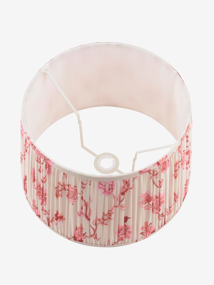 Joules Pink Folly Pleated Cotton Easyfit Lamp Shade - Image 7 of 7