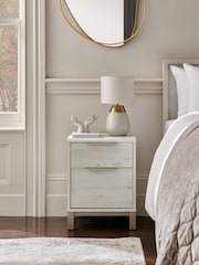 White Bronx Oak Effect 2 Drawer Bedside Table - Image 1 of 8