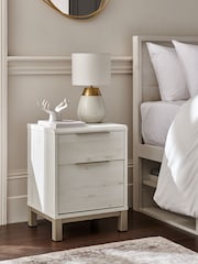 White Bronx Oak Effect 2 Drawer Bedside Table - Image 2 of 8