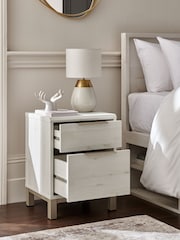 White Bronx Oak Effect 2 Drawer Bedside Table - Image 3 of 8